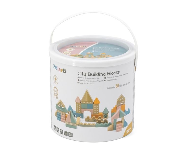 Viga, PolarB, Budowa miasta, klocki drewniane, 50 elementów