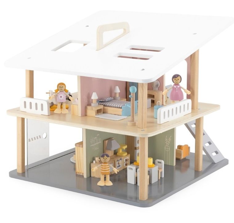 Viga, PolarB, zestaw mebelków do domku dla lalek kuchennch z jadalnią