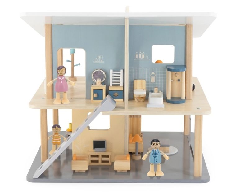 Viga, PolarB, zestaw mebelków do domku dla lalek, pokój dzienny z telewizorem