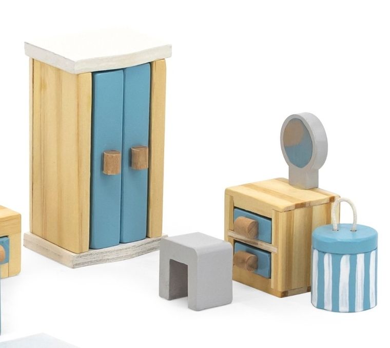 Viga, PolarB, zestaw mebelków do domku dla lalek, sypialnia