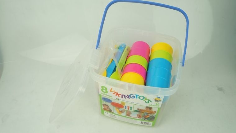 Viking Toys, naczynia w wiaderku, 48 elementów