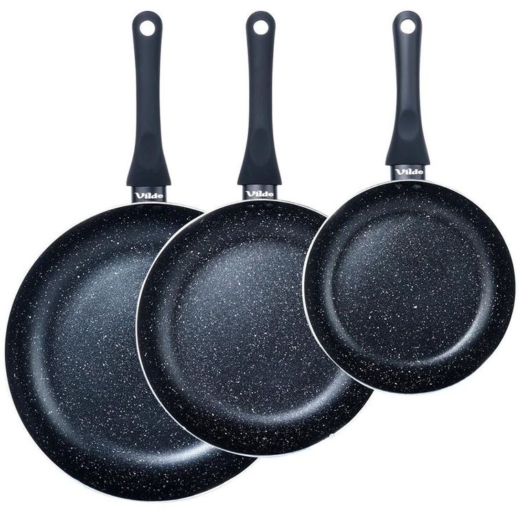 Vilde, Black Line, zestaw patelni granitowy, 20/24/28 cm, 3 szt.