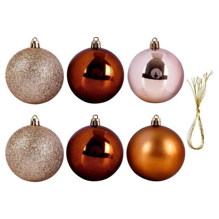 Vilde, bombki choinkowe nietłukące, bursztynowe, 6 szt., 7 cm