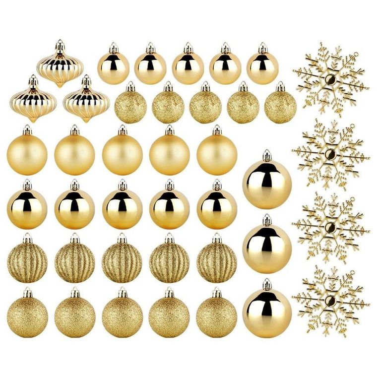 Vilde, bombki choinkowe, nietłukące, złote, 4 cm, 5 cm, 6 cm, 10 cm, 40 szt.