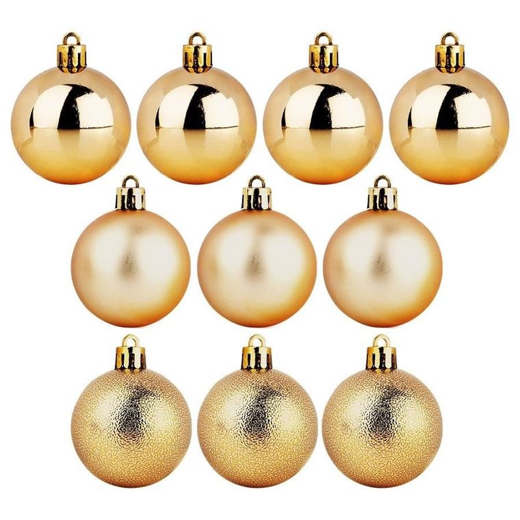 Vilde, bombki choinkowe nietłukące, złote, 5 cm, 10 szt.