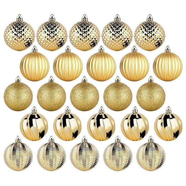 Vilde, bombki choinkowe, nietłukące, złote, 6 cm, 25 szt.