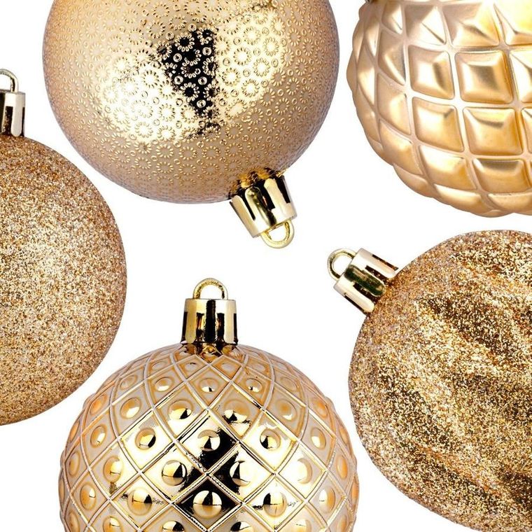 Vilde, bombki choinkowe nietłukące, złote, 6 cm, 35 szt.