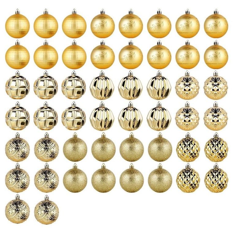Vilde, bombki choinkowe, nietłukące, złote, 6 cm, 50 szt.