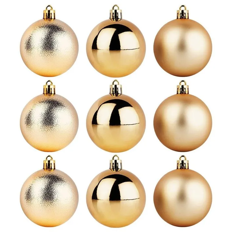 Vilde, bombki choinkowe nietłukące, złote, 6 cm, 9 szt.