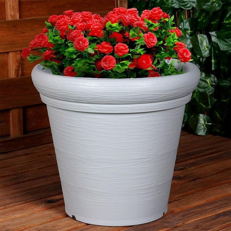 Vilde, doniczka ogrodowa plastikowa, okrągła, szara, 38-34 cm