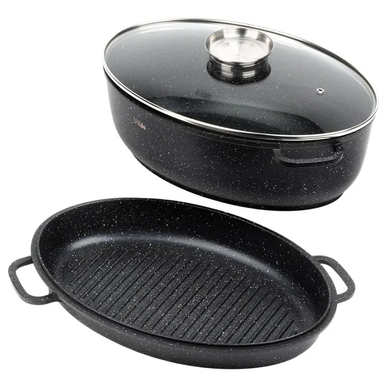 Vilde, Granitica, brytfanna granitowa z pokrywką 3w1, 8+3,2l, 39-26,5-18 cm