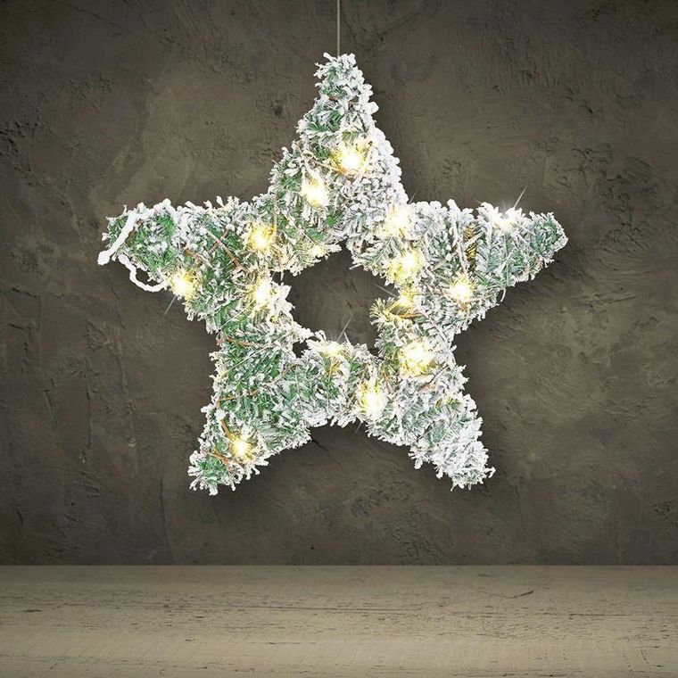 Vilde, gwiazda świecąca ośnieżona, 40 LED, 58 cm