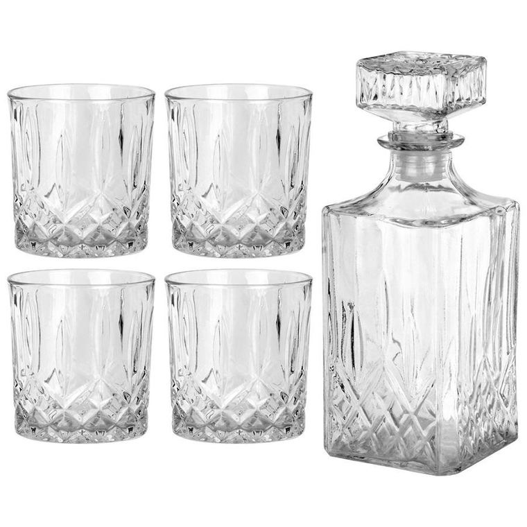 Vilde, karafka i szklanki do whisky szklane, 900 ml + 4-300 ml, 5 elementów