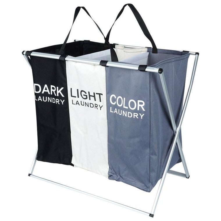 Vilde, kosz na pranie, składany, trzykomorowy, 105l