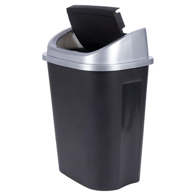 Vilde, kosz na śmieci plastikowy, czarny, 25 l