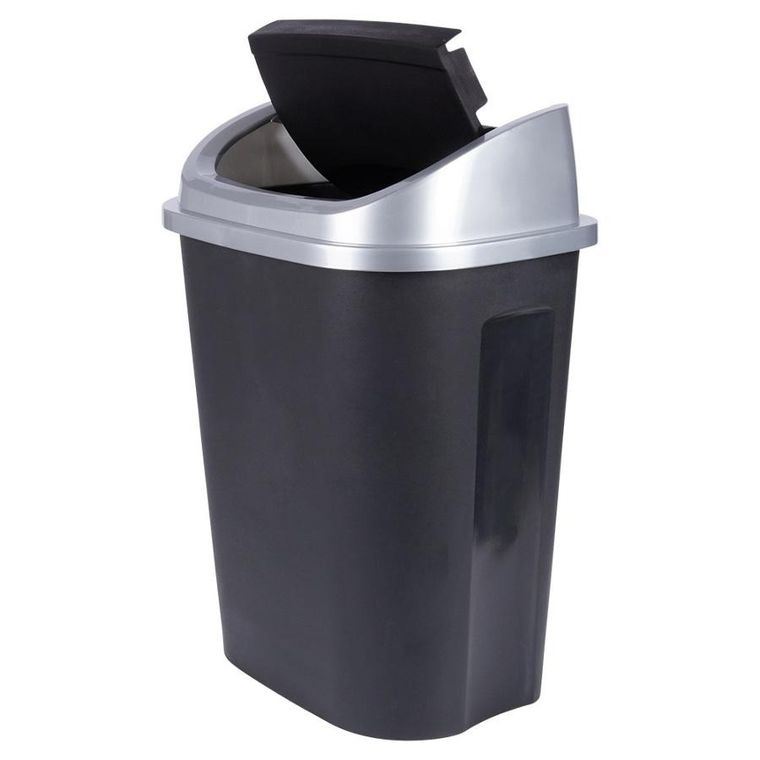 Vilde, kosz na śmieci plastikowy, czarny, 50 l