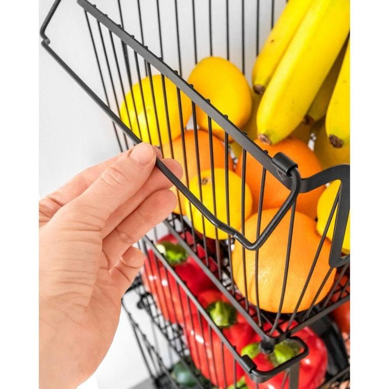 Vilde, koszyk na owoce i warzywa, metalowy czarny, 31-26-22 cm