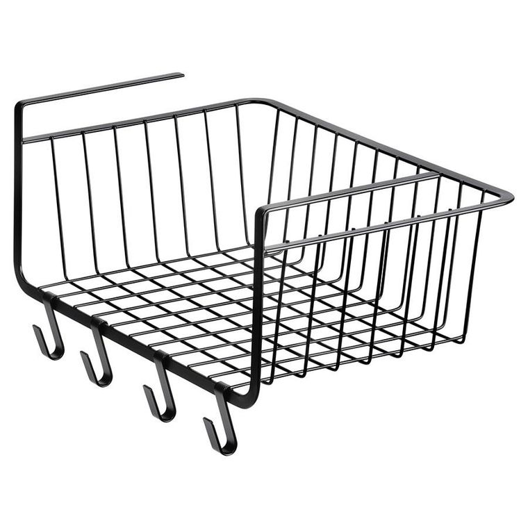 Vilde, koszyk podwieszany pod półkę, metalowy, czarny, 40,5-26-16 cm