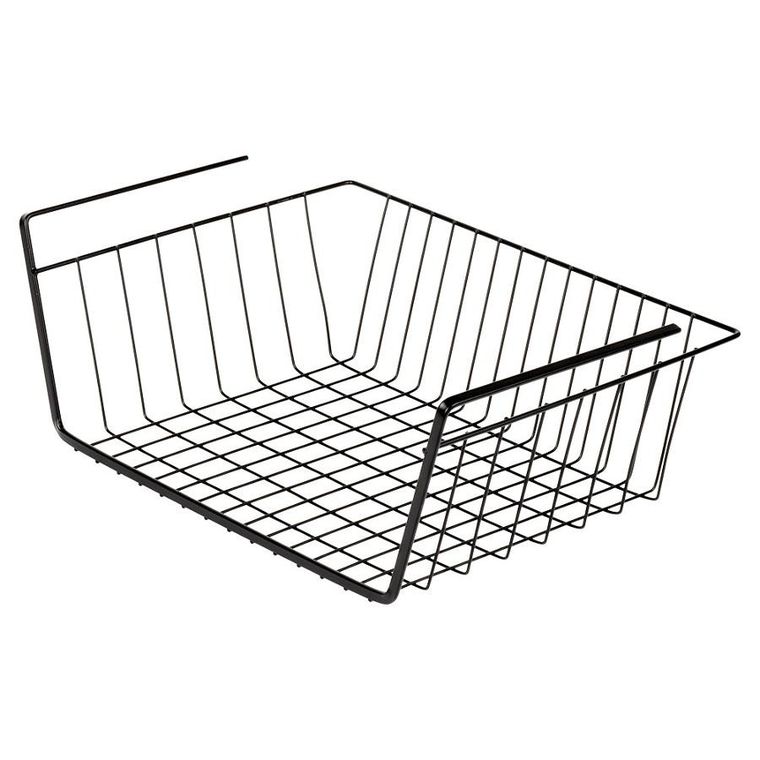 Vilde, koszyk podwieszany pod półkę, metalowy, czarny, 40,5-26,5-14,5 cm