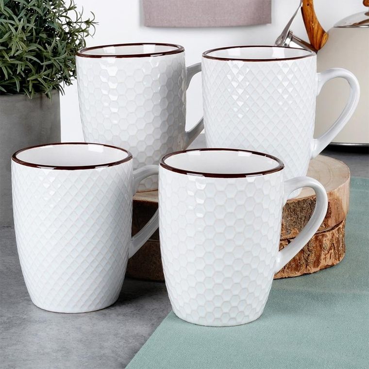 Vilde, kubki ceramiczne, białe, 400 ml, 4 szt.