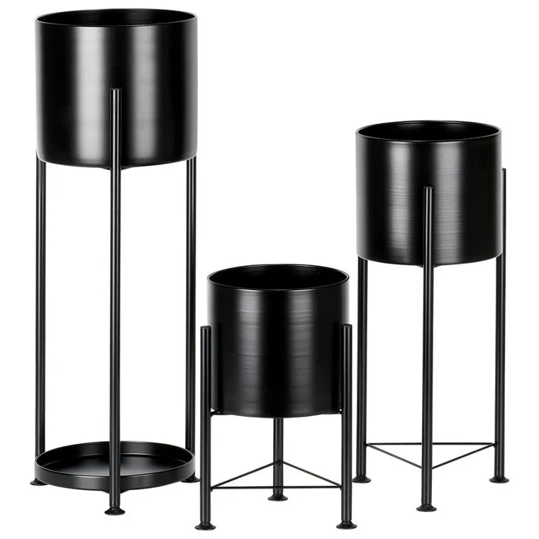 Vilde, kwietnik metalowy, czarny, 3 szt.