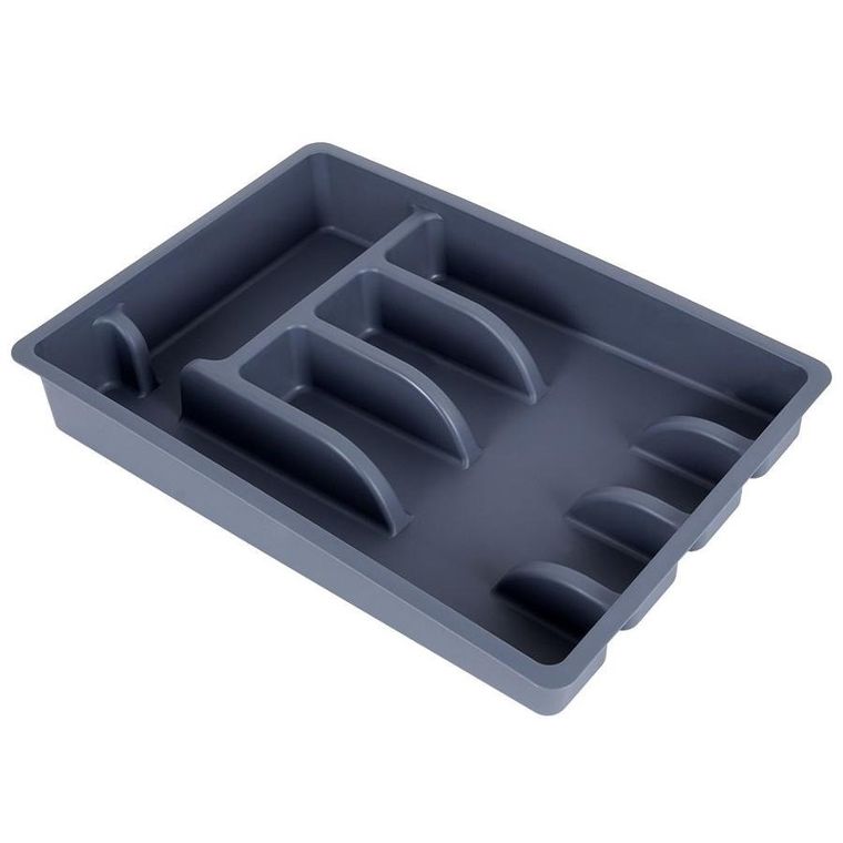 Vilde, organizer na sztućce do szuflady, szary, 5 przegródek, 36-25,5-5,5 cm