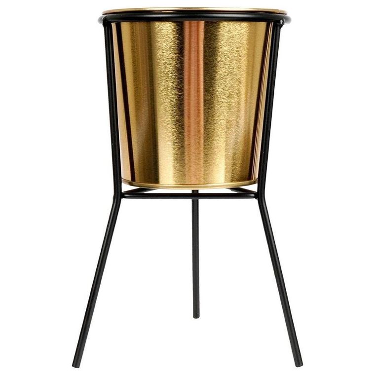 Vilde, osłonka doniczka, na stojaku, metalowa, złota, 20 cm