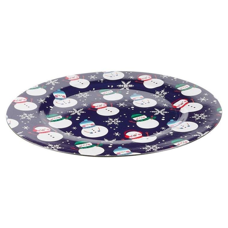 Vilde, podtalerz świąteczny dekoracyjny, granatowa, bałwan, 33 cm