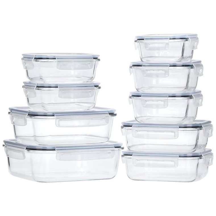 Vilde, pojemniki na żywność, szklane z pokrywką i uszczelką, 9 szt.