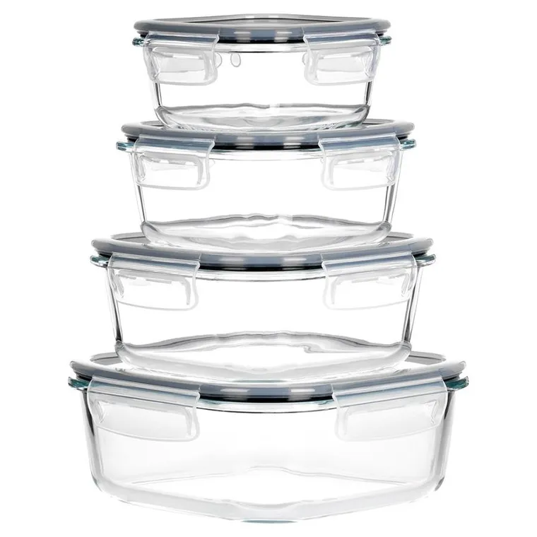 Vilde, pojemniki na żywność szklane z pokrywką i uszczelką, kwadratowe, 4 szt.
