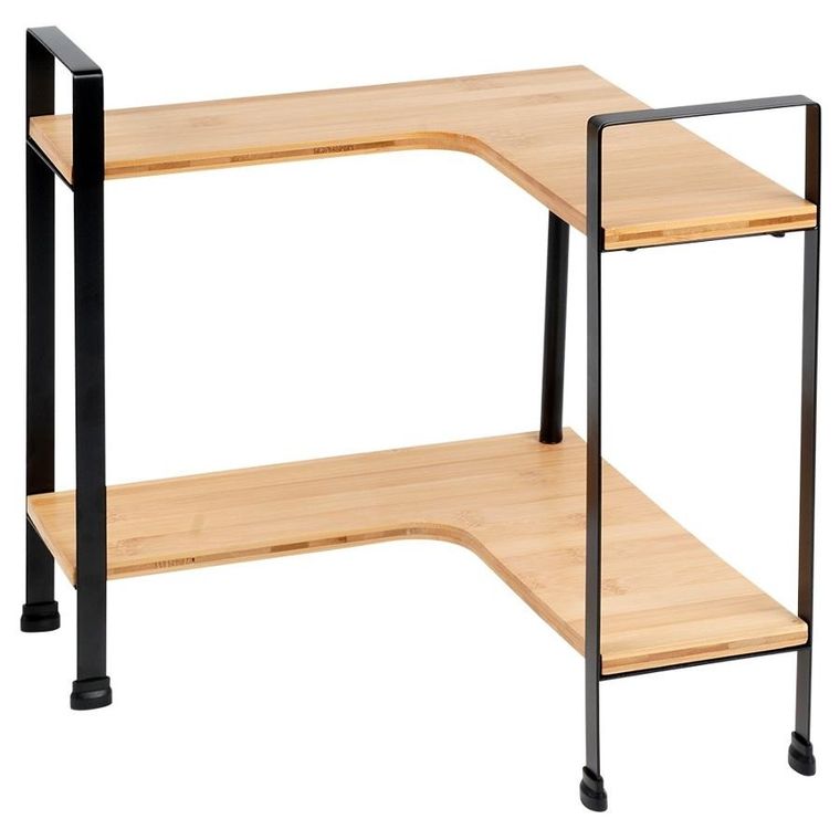 Vilde, półka kuchenna, drewniana, narożna, 2-poziomowa, 29,5-29,5-33,5 cm