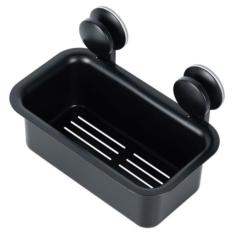 Vilde, półka pod prysznic na przyssawki, czarna, 23,5-13,5-15 cm