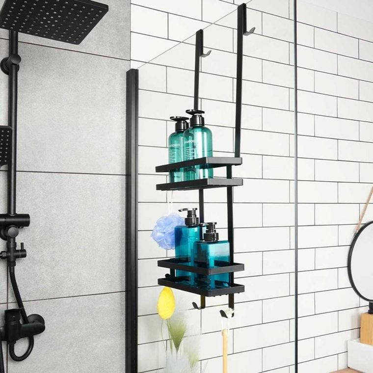 Vilde, półka zawieszana do kabiny prysznicowej, czarna