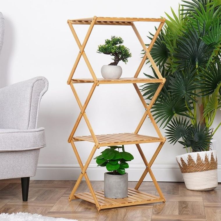 Vilde, regał bambusowy składany, 40-33.5-93.5 cm