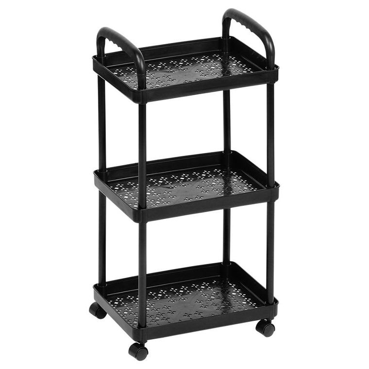 Vilde, regał na kółkach, 3-poziomowy, czarny, 30-21-61 cm
