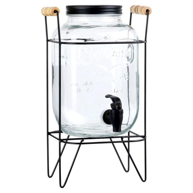 Vilde, słój szklany do napojów z kranikiem i stojakiem, 5,5l