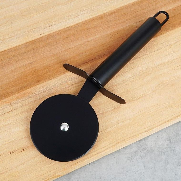 Vilde, stalowy nóż do pizzy, czarny, 20 cm