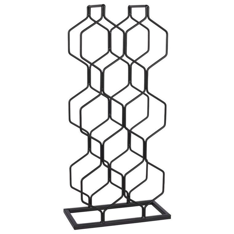 Vilde, stojak metalowy na wino, czarny, 8 butelek, 23-11-48 cm