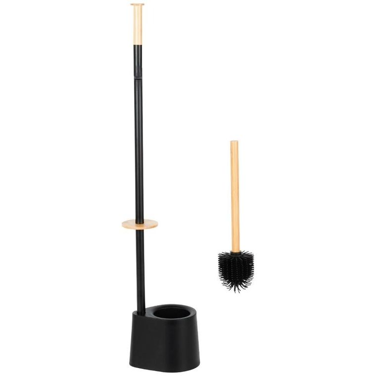 Vilde, stojak na papier toaletowy ze szczotką, czarny, 66 cm