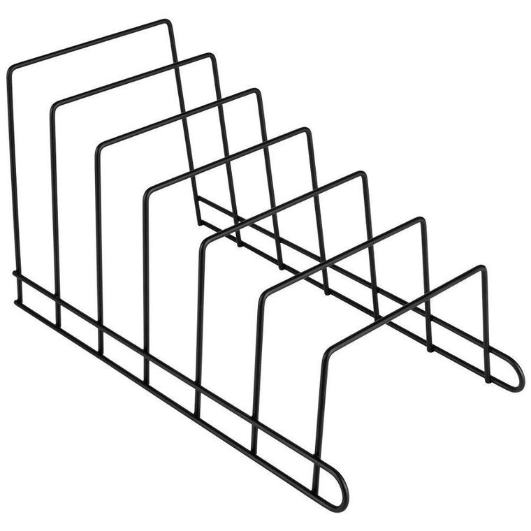 Vilde, stojak na pokrywki i talerze, metalowy, czarny, 34-18-18 cm