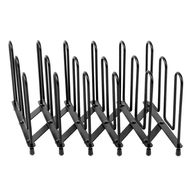 Vilde, stojak na pokrywki i talerze, rozkładany, metalowy, czarny, 8-74 cm