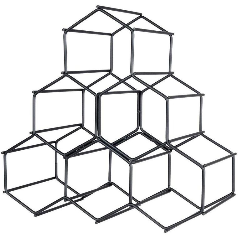 Vilde, stojak na wino, metalowy, czarny, 6 butelek, 29.5-14.5-28.5 cm