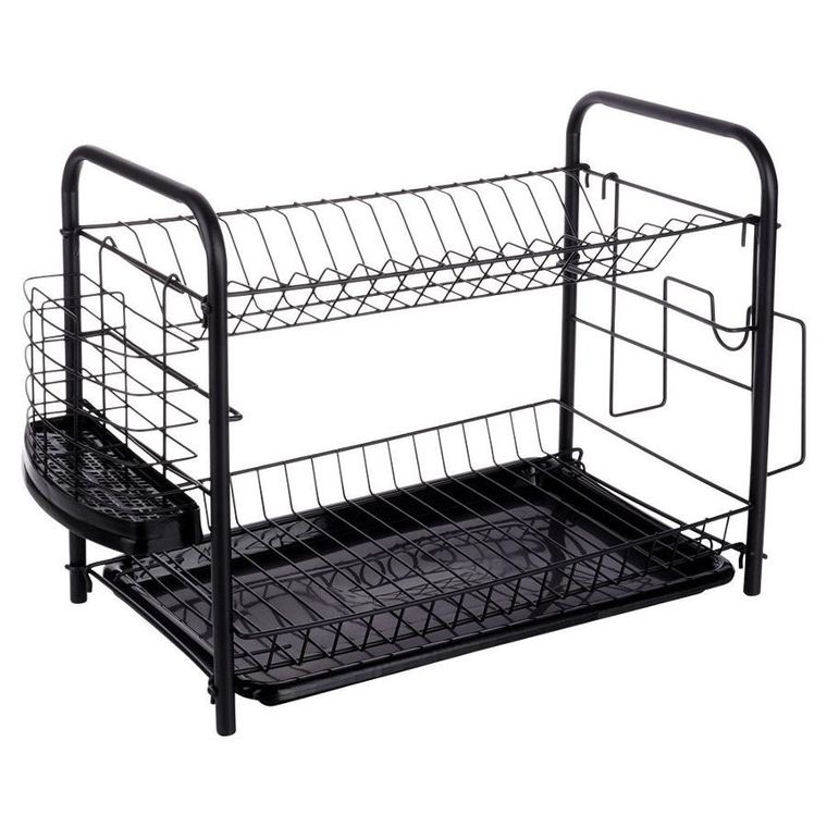 Vilde, suszarka na naczynia, czarna dwupoziomowa, 51.5-24.5-33 cm