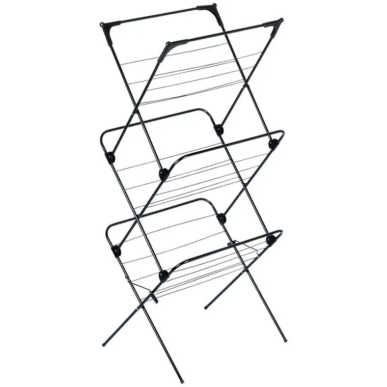 Vilde, suszarka na pranie metalowa, czarna pionowa, 61-58-136 cm