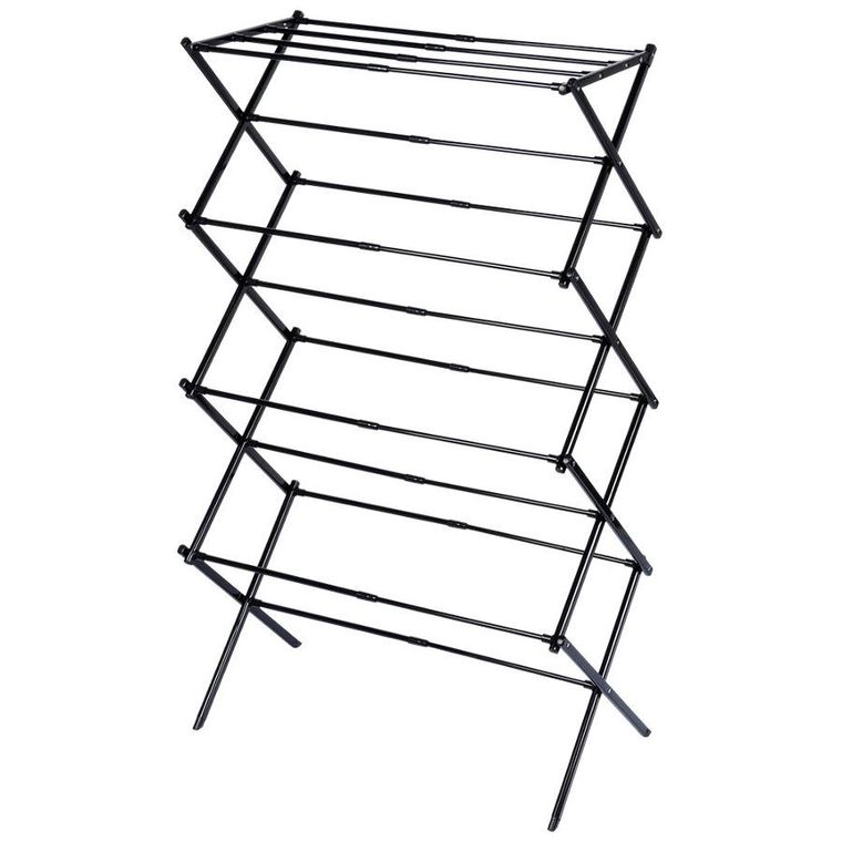 Vilde, suszarka na pranie, metalowa czarna, pionowa rozsuwana, 43-75-37.5-139 cm