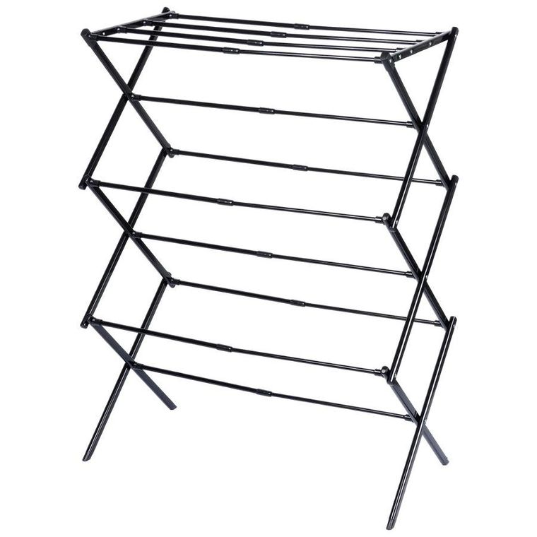 Vilde, suszarka na pranie metalowa, czarna, pionowa rozsuwana, 44.5-75-37.5-105 cm