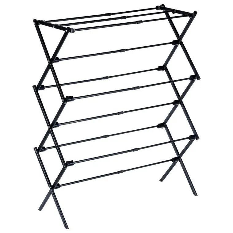 Vilde, suszarka na pranie, metalowa, czarna pionowa rozsuwana, 47-78-94 cm