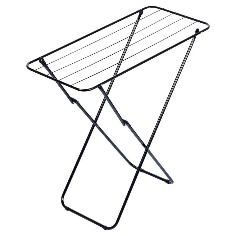 Vilde, suszarka na pranie metalowa, czarna składana 93-43-88 cm