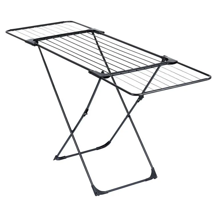 Vilde, suszarka na pranie, metalowa i rozsuwana, czarna, rozmiar XXL, 108-182 cm