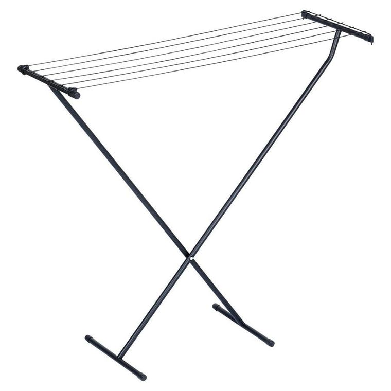 Vilde, suszarka na pranie metalowa, składana, czarna, 91-84 cm